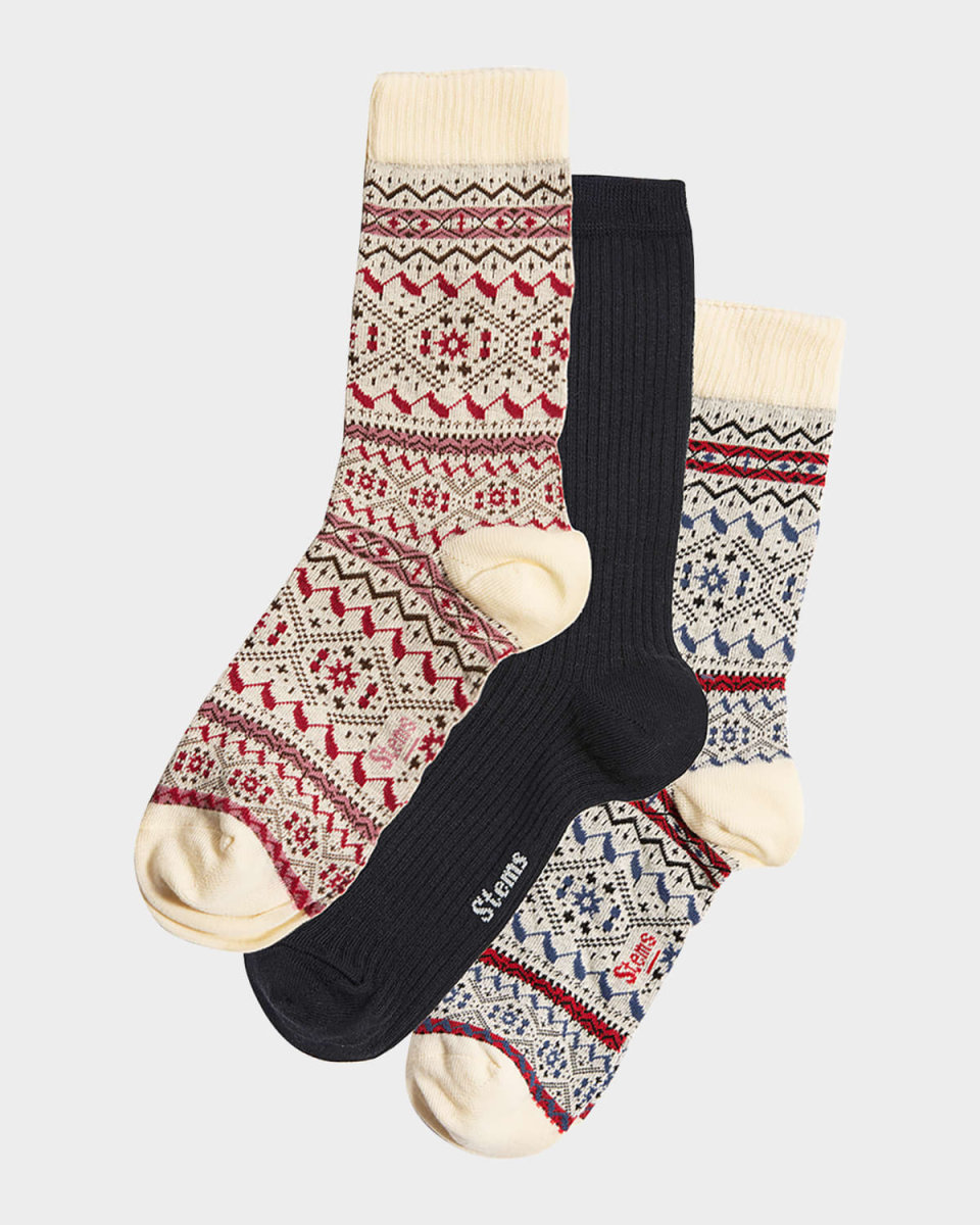 Gift Box of Three Snowflake Cashmere Socks